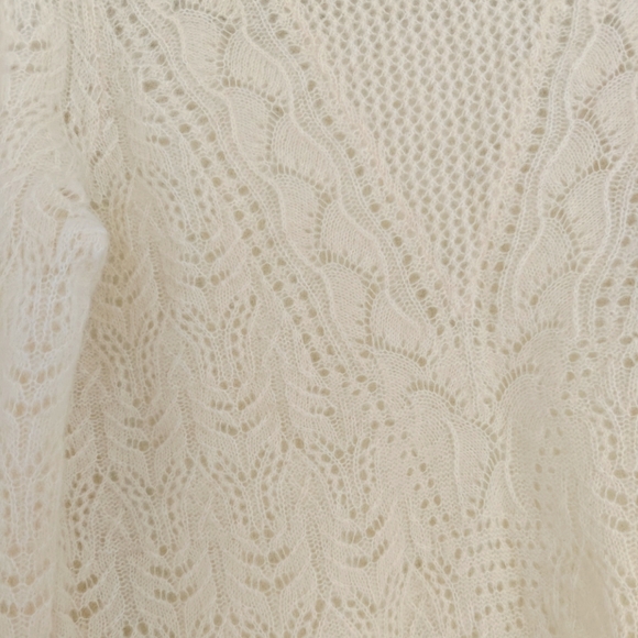 Veronica Beard Makani Pointelle Knit Pullover Sweater Medium Ivory - Picture 6 of 6